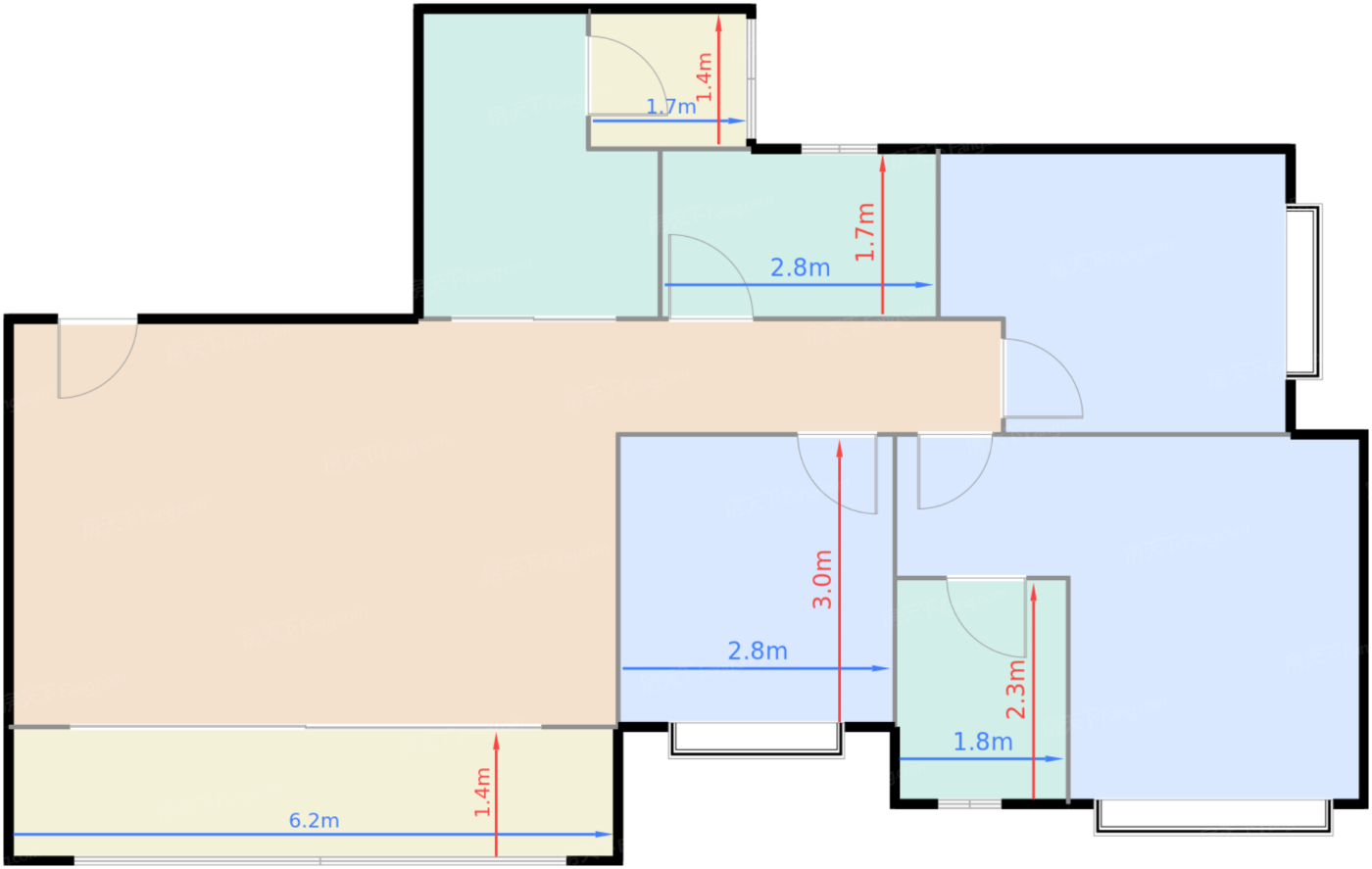 洋楼C2&lsquo;户型 3室2厅2卫 53-64万 建筑约99㎡